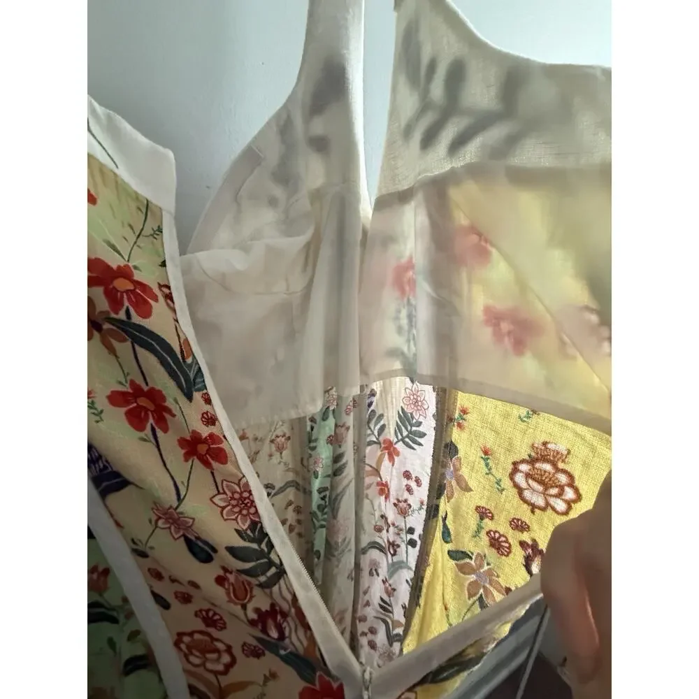 Christian Lacroix Floral Boho Midi Dress US 10 M Cottagecore Embroidered Peasant - Picture 9 of 12